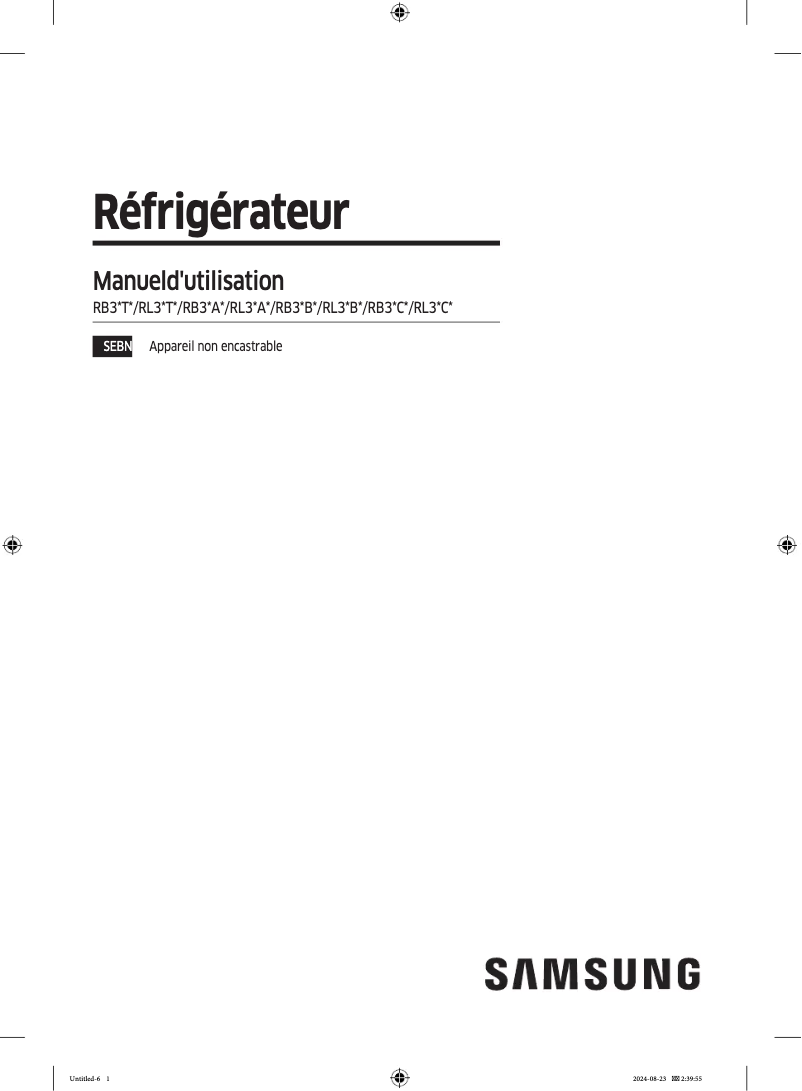Page 1 of the manual User Manual Samsung RL38A7B63S9
