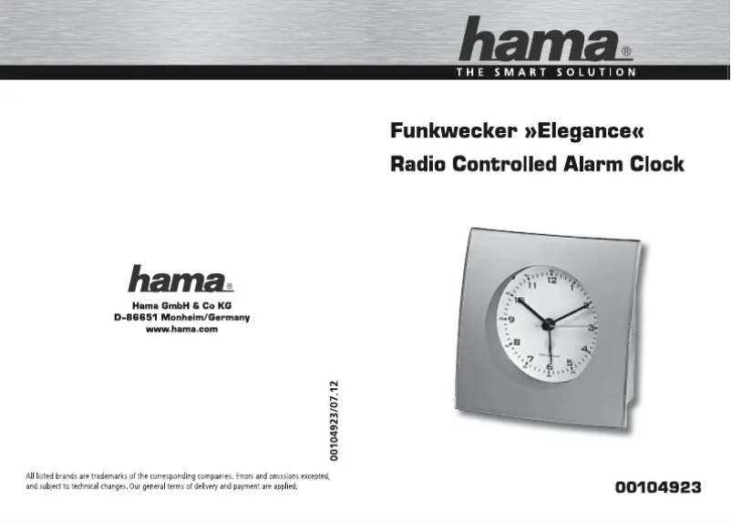 Page 1 of the manual User Manual Hama 104923 Elegance