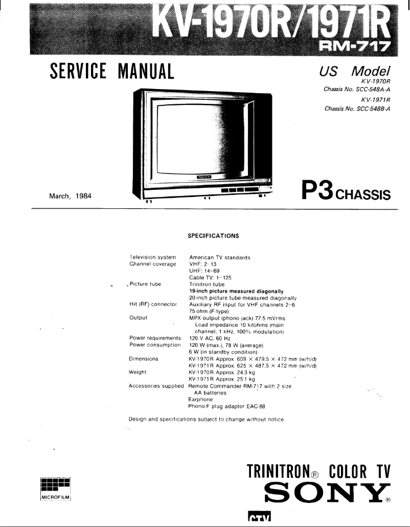 First page image of the manual for KV-1970R