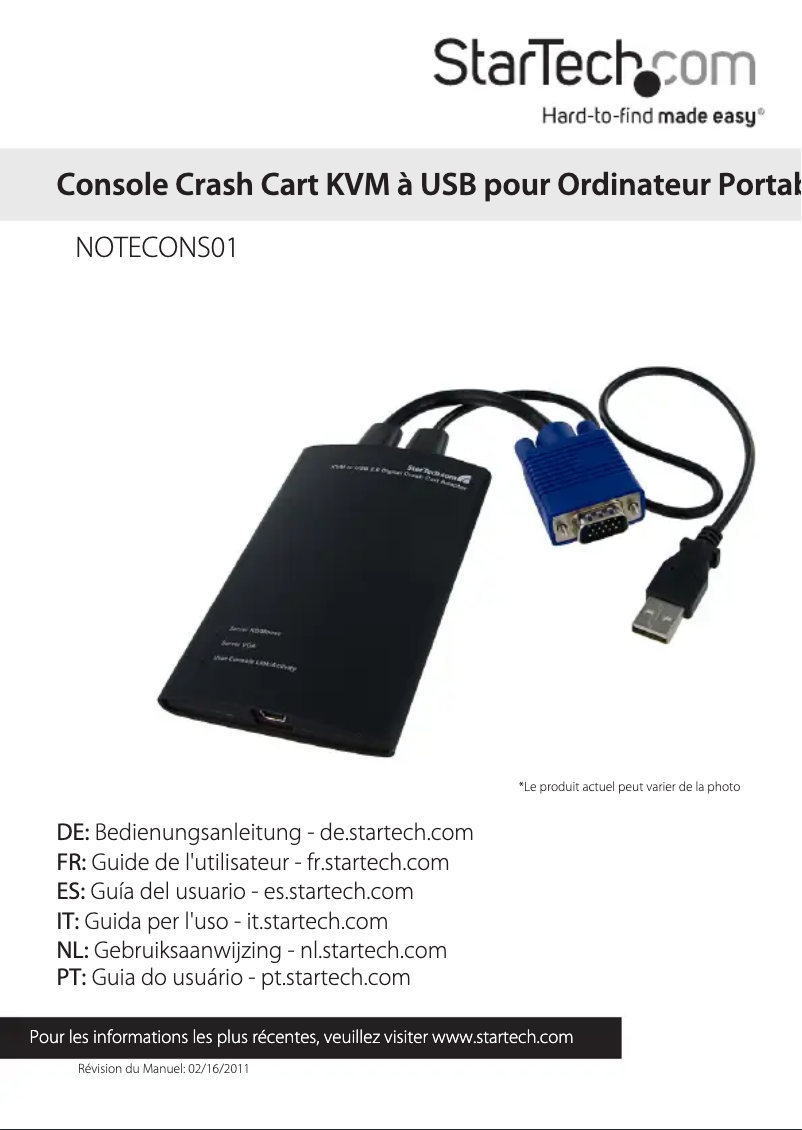 First page image of the manual for NOTECONS01