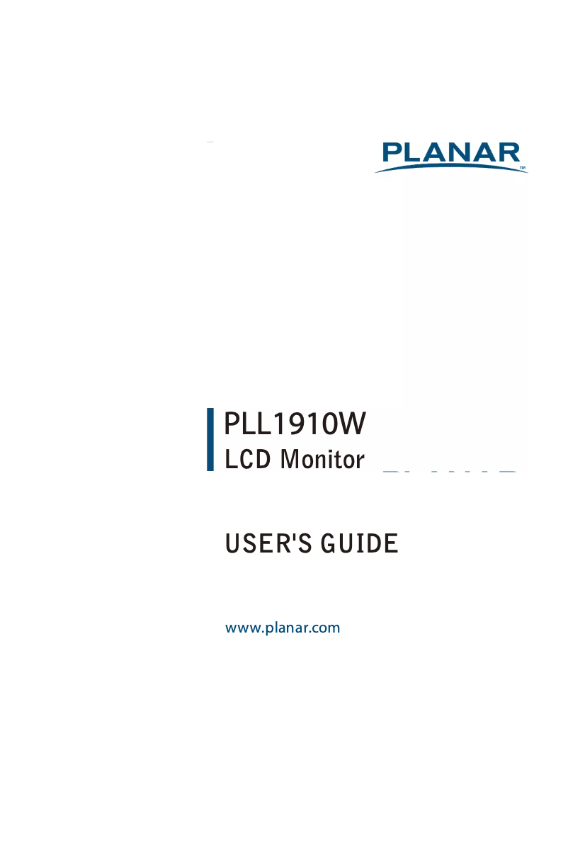Page 1 of the manual User Manual Planar PLL1910W