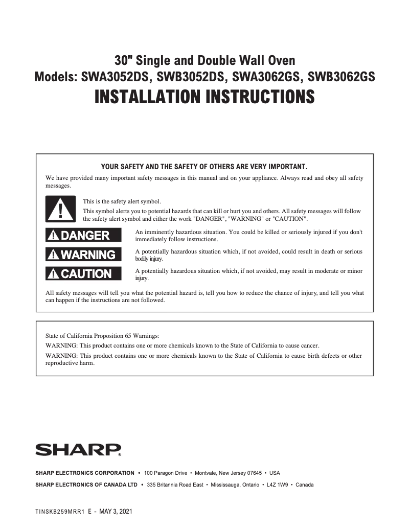 First page image of the manual for SWB3062GS