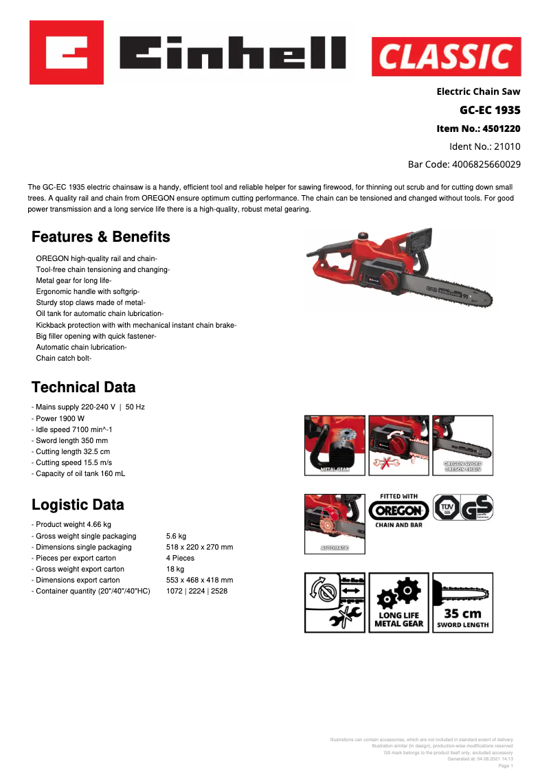 First page image of the manual for GC-EC 1935
