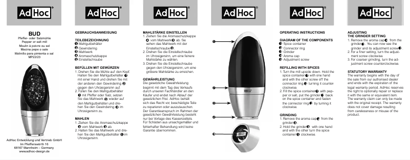 Image de la première page du manuel de l'appareil Bud MP22