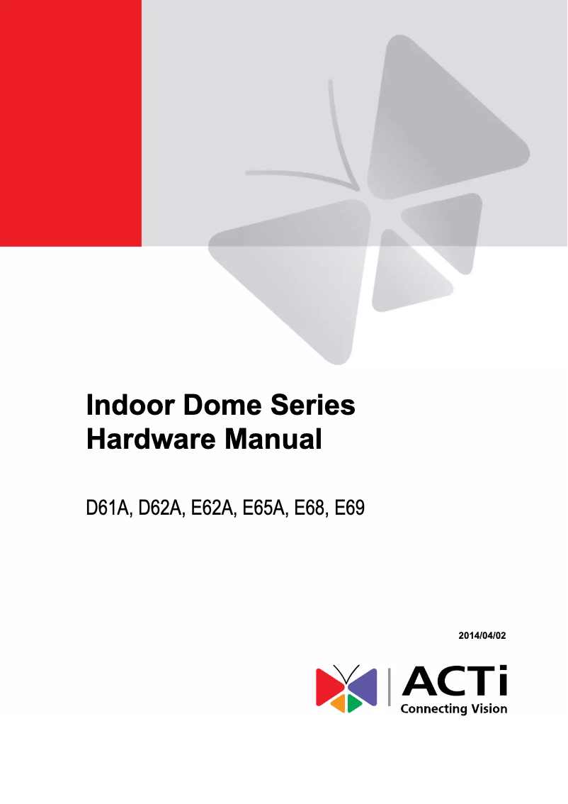 Page 1 of the manual User Manual ACTi E62A