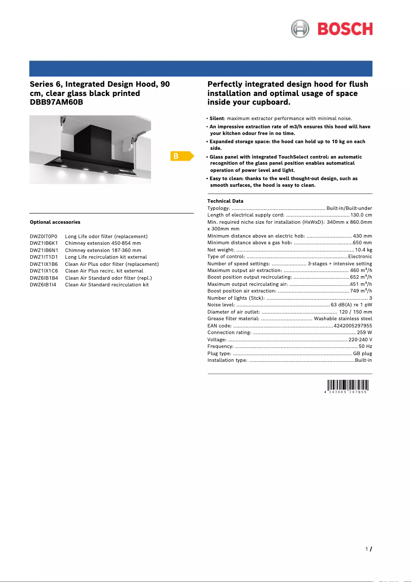 First page image of the manual for DBB97AM60B