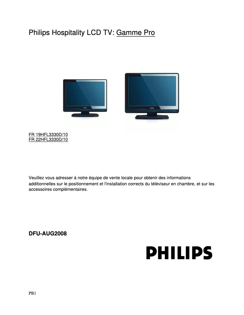 First page image of the manual for 19HFL3330D