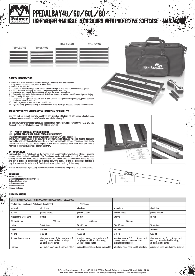 First page image of the manual for Pedalbay 80