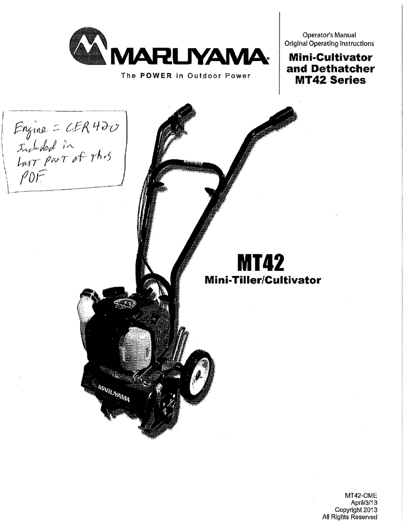 First page image of the manual for MT42