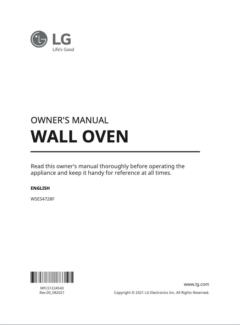 Page 1 of the manual User Manual LG WSES4728N