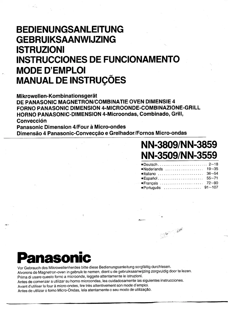 Page 1 of the manual User Manual Panasonic NN-3859