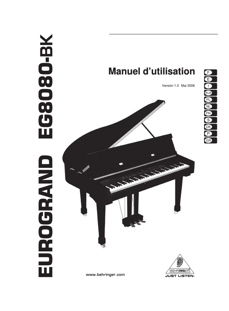 First page image of the manual for EuroGrand EG8080