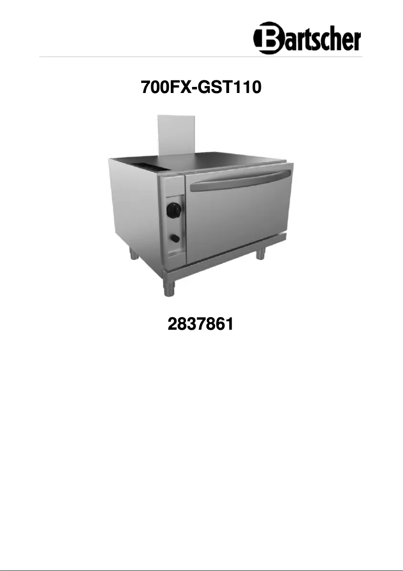 Page 1 of the manual User Manual Bartscher 700FX-GST110