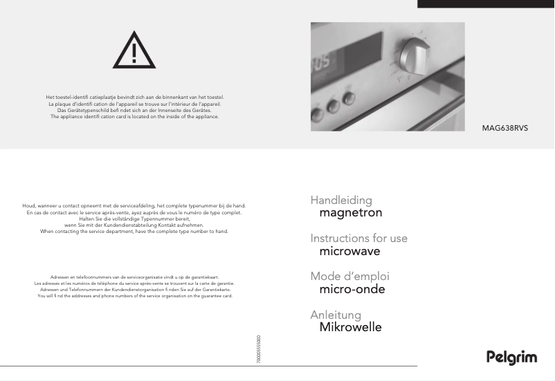 Page 1 of the manual User Manual Pelgrim MAG638RVS