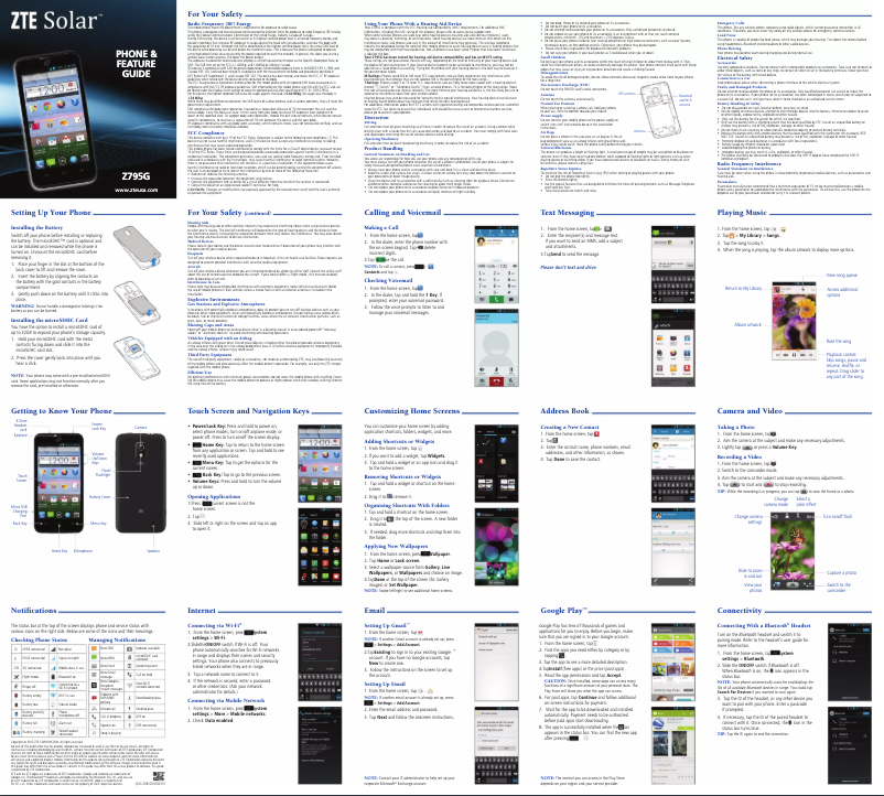 Page 1 of the manual User Manual ZTE Z795G