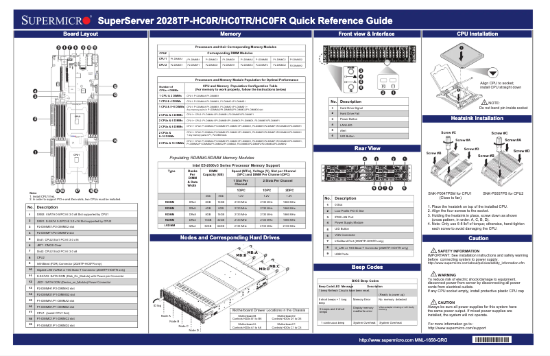 Page 1 of the manual Quick Start Guide Supermicro SuperServer 2028TP-HC0TR