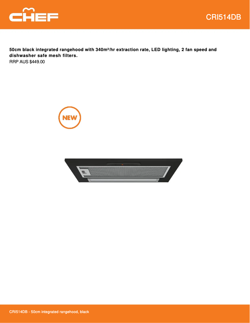 Page 1 of the manual Technical Sheet Chef CRI514DB