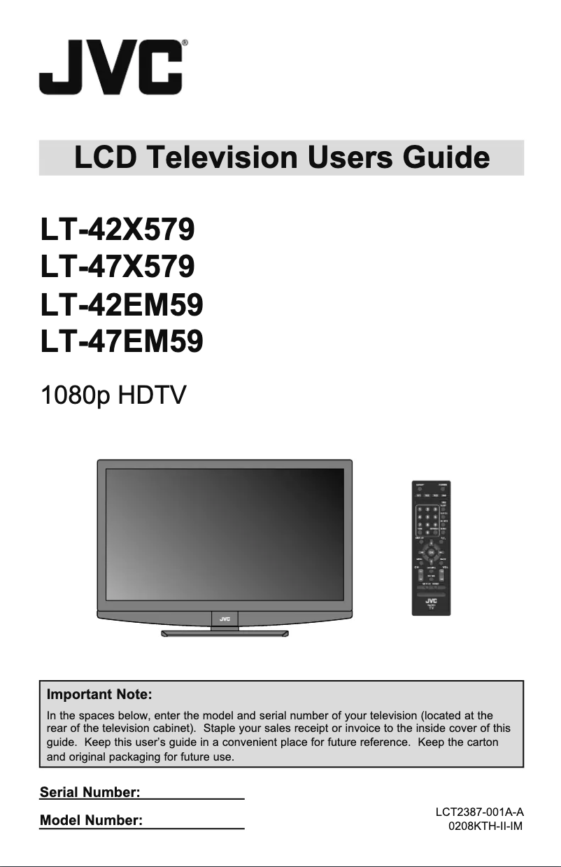 First page image of the manual for LT-42X579