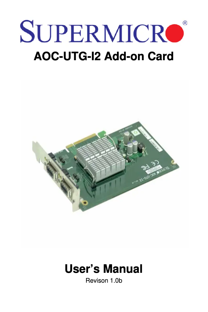 First page image of the manual for AOC-UTG-I2