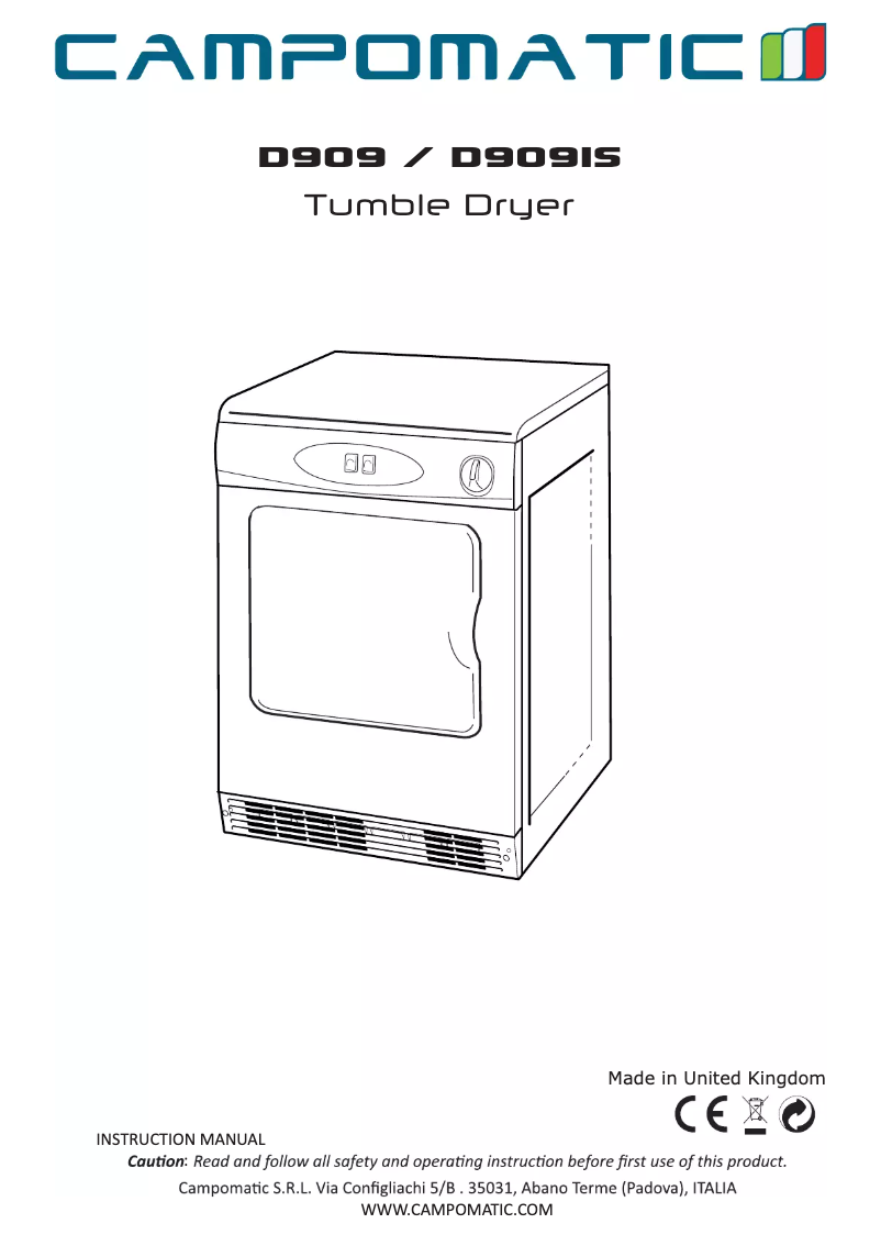 First page image of the manual for D909