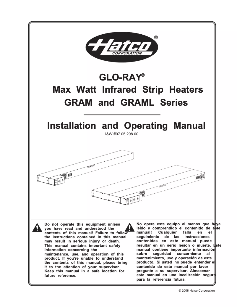Page 1 of the manual User Manual Hatco Glo-Ray GRAML-66D