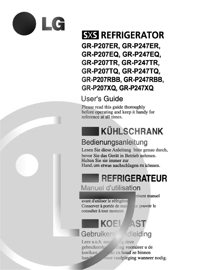 Page 1 of the manual User Manual LG GR-P207RBB