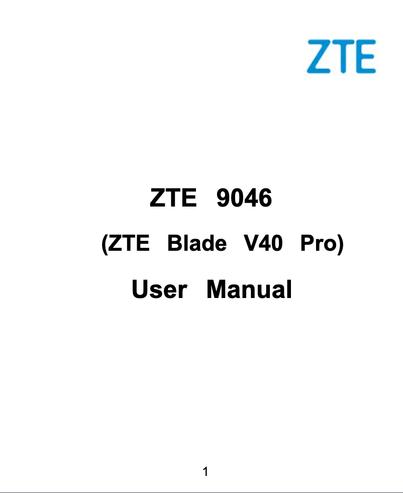 Page 1 of the manual User Manual ZTE Blade V40 Pro