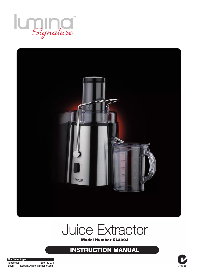 Page 1 of the manual User Manual Lumina SL380J