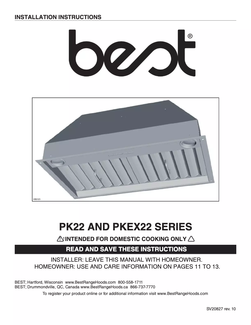 Page 1 of the manual User Manual Best PKEX2245