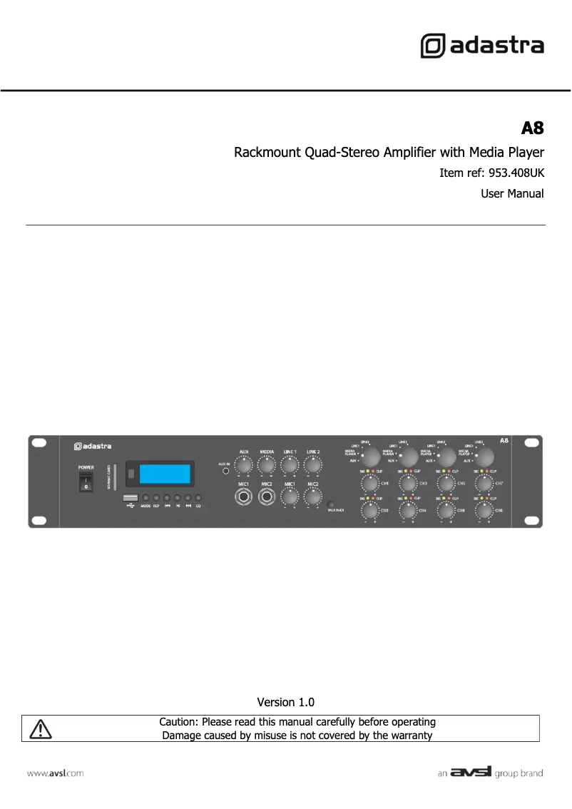 First page image of the manual for A8