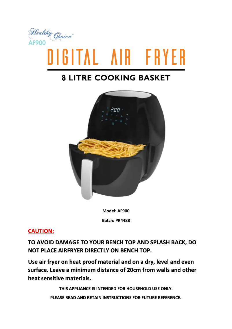 First page image of the manual for AF900