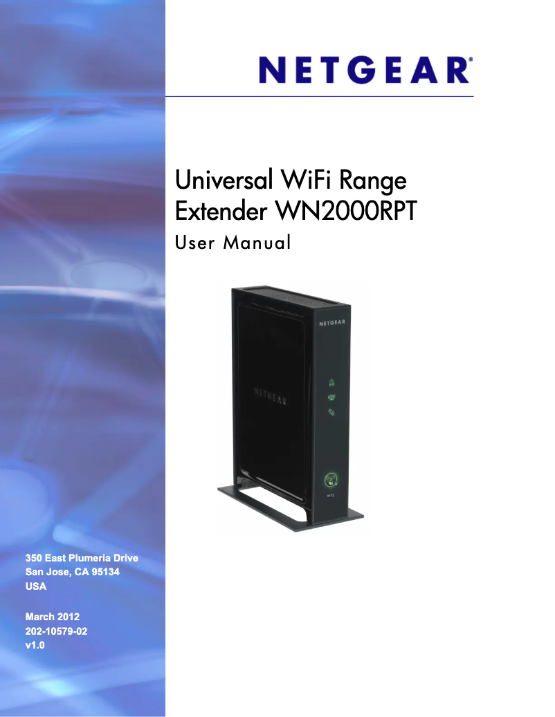 Page 1 of the manual Instruction Manual Netgear WN2000RPTv2
