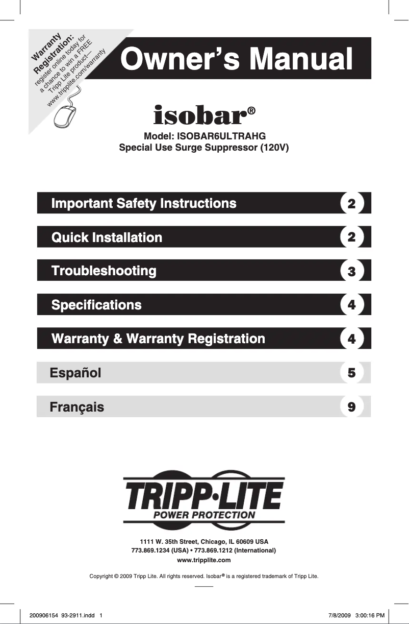 Page 1 of the manual User Manual Tripp Lite IBAR6 HG