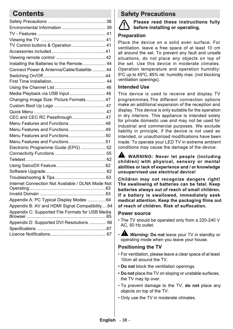 First page image of the manual for D32H278A3CW