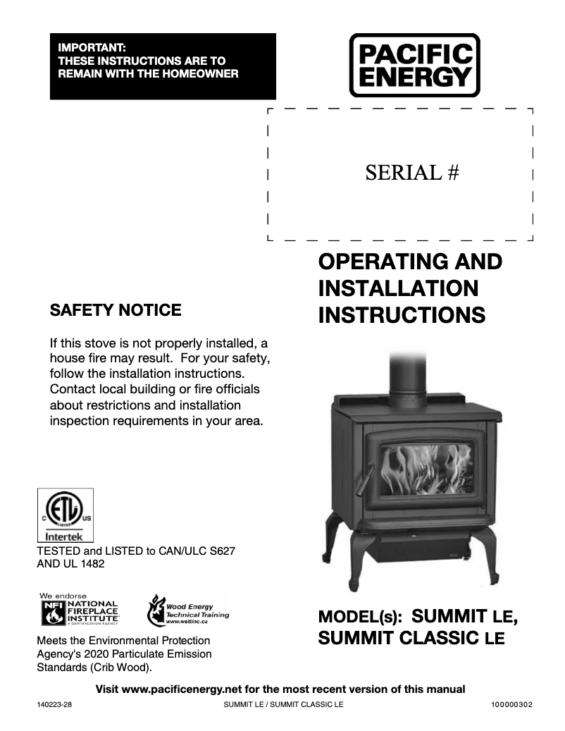 First page image of the manual for Summit LE Pedestal