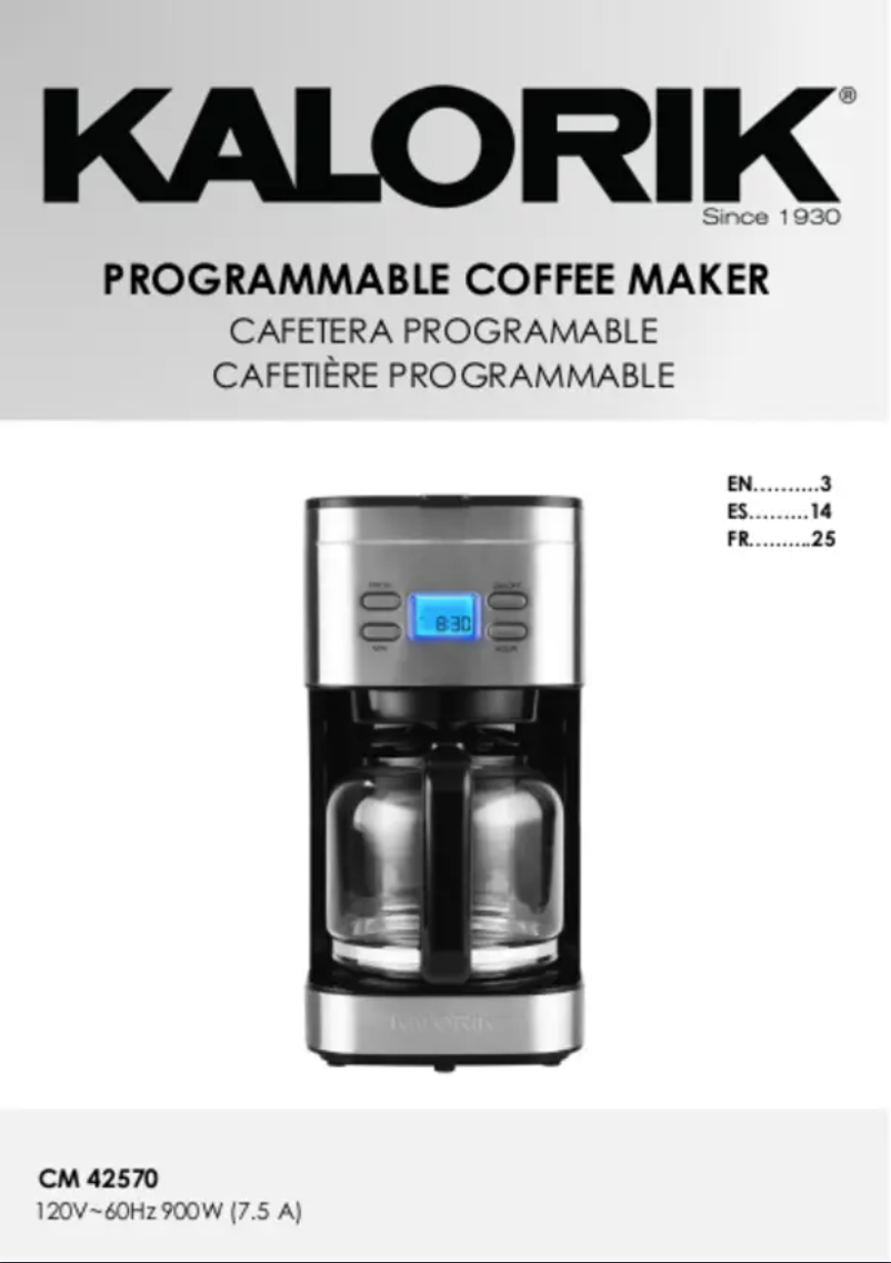 Page 1 of the manual User Manual Kalorik CM 47250 SS