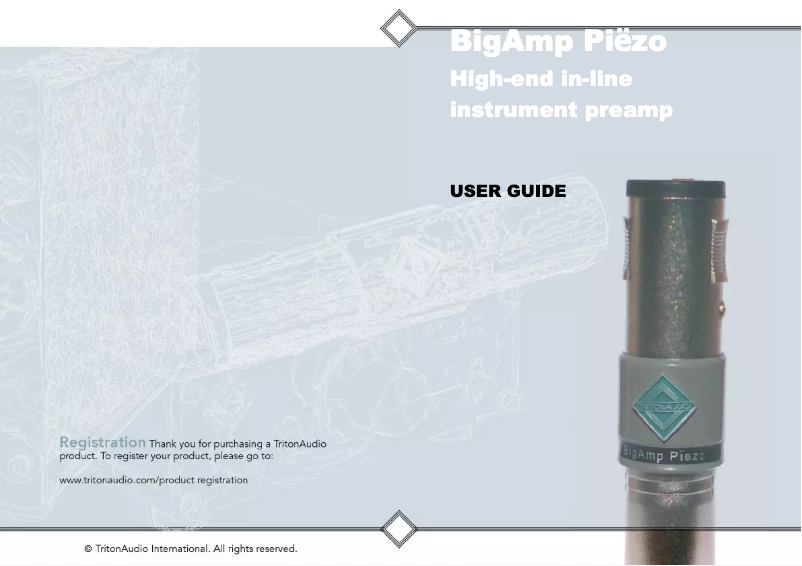 First page image of the manual for BigAmp Piëzo
