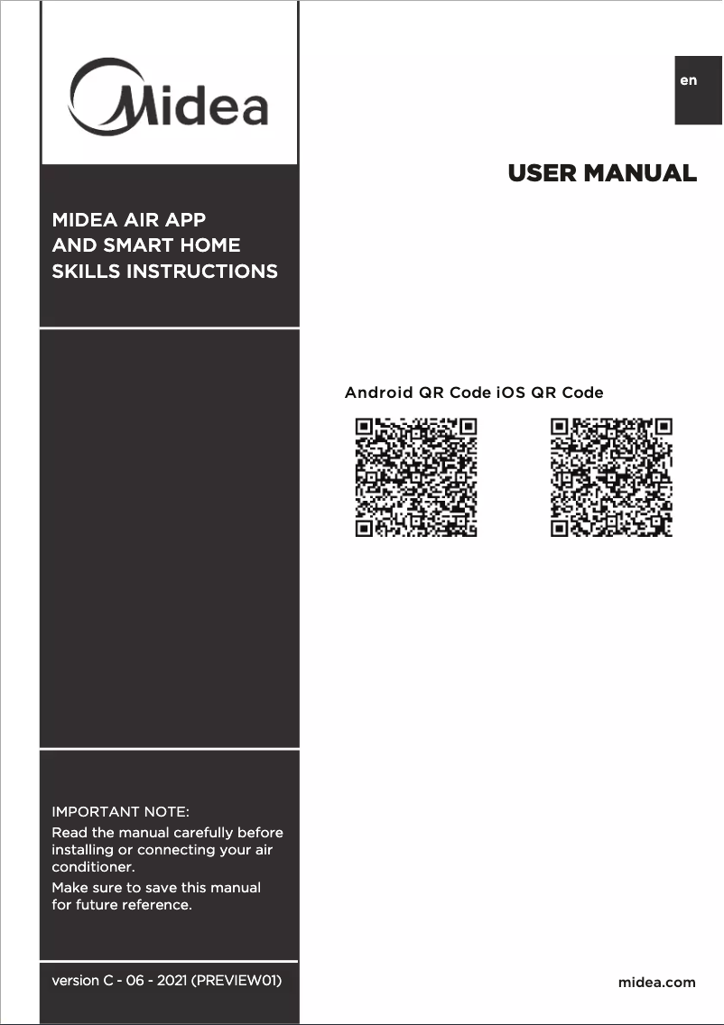 Page 1 of the manual User Manual Midea MAW08S1WWT