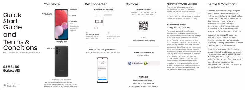 First page image of the manual for Galaxy A13