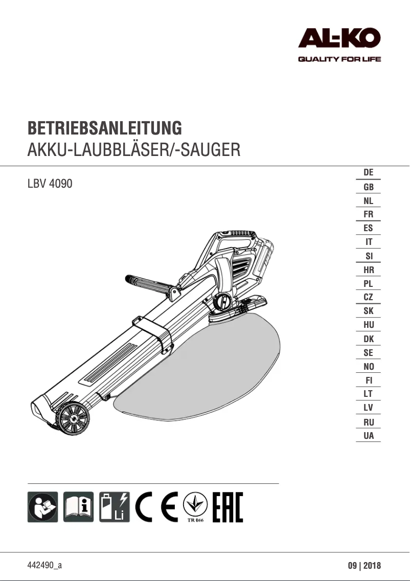 First page image of the manual for LBV 4090