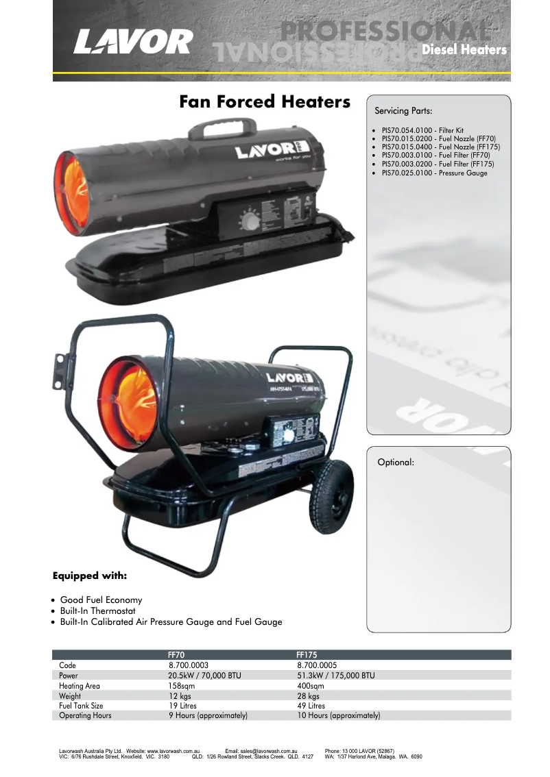 First page image of the manual for FF175