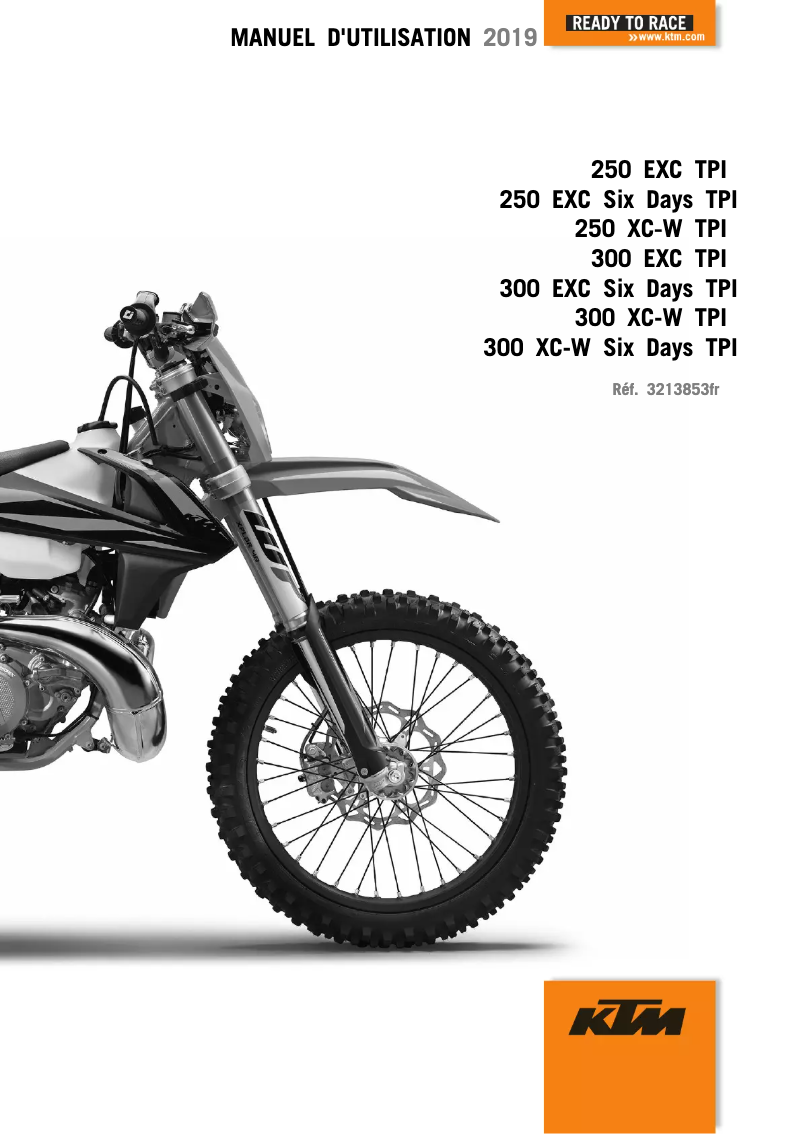 First page image of the manual for 250 XC-W TPI (2019)