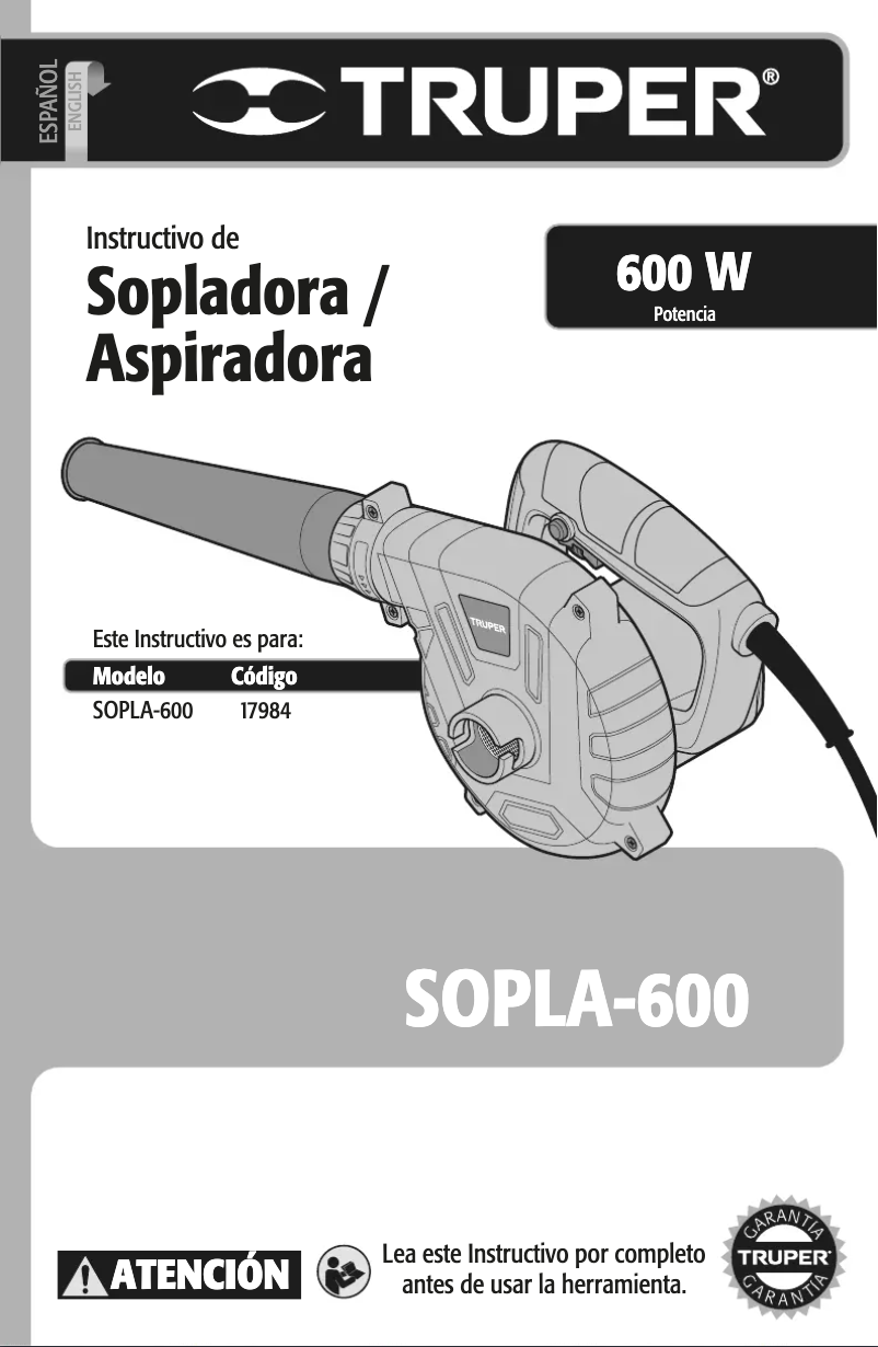 First page image of the manual for SOPLA-600