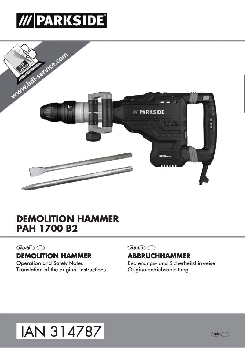 Page 1 of the manual User Manual Parkside PAH 1700 B2