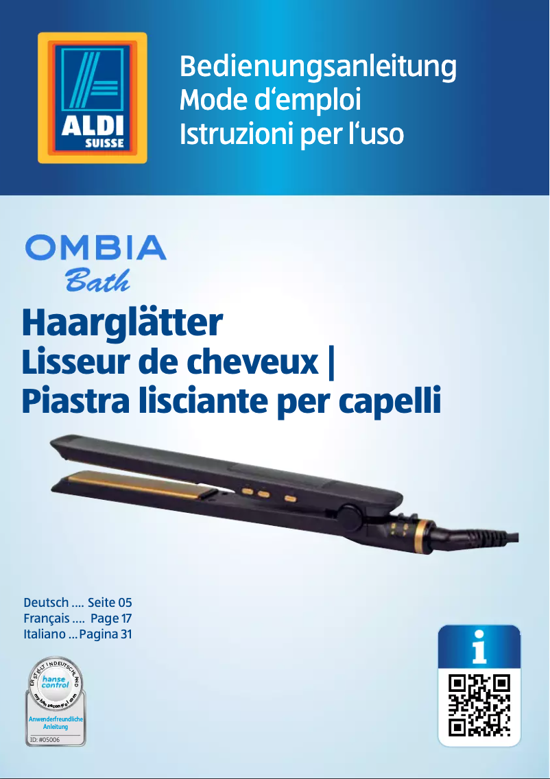 Page 1 of the manual User Manual Ombia HC 2015