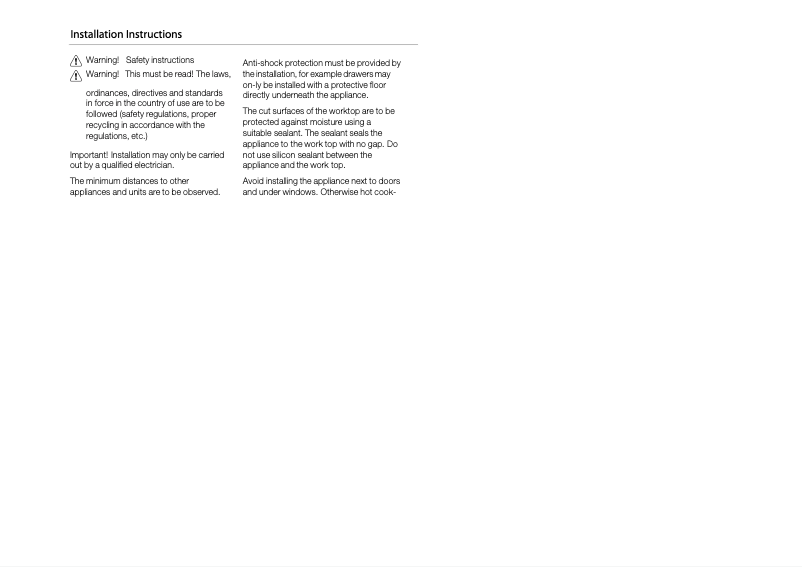 Page 1 of the manual Installation Guide Electrolux EHI845BB