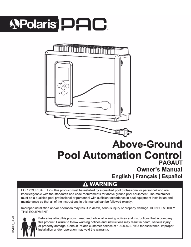 First page image of the manual for PAC PAGAUT