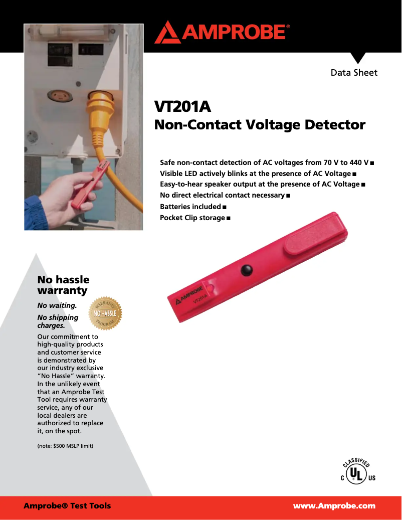 Page 1 of the manual User Manual Amprobe VT201A