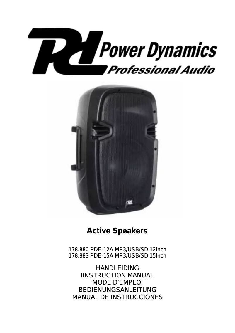 First page image of the manual for Active Speaker PDE 12A