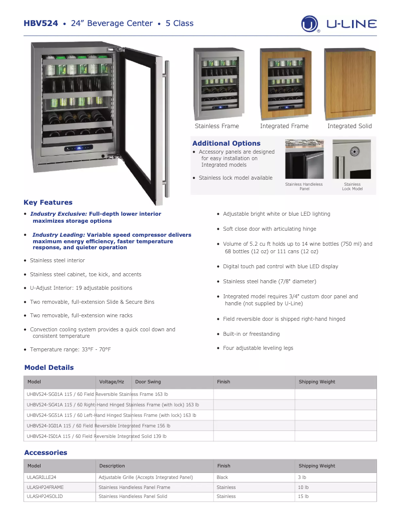First page image of the manual for UHBV524-SG51A